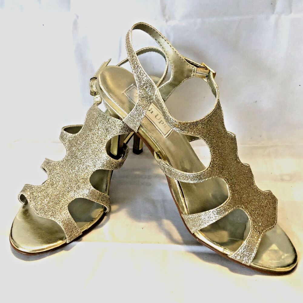 Touch Ups Shoes Women's 8.5M Gold Classic Glitter Pumps 34826 302M 4" Heels